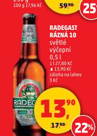 Pivo světlé výčepní Rázná 10° Radegast