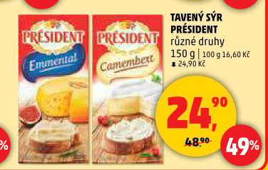 Tavené sýry Président