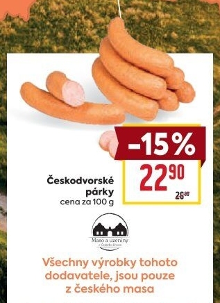 Českodvorské párky Maso a uzeniny z Českého Dvora