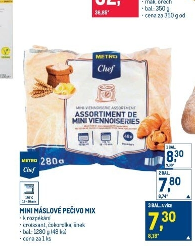 Máslové pečivo mini mražené Metro Chef