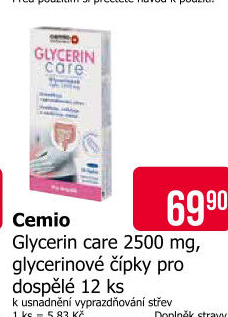 Čípky proti zácpě Glycerin Care Cemio