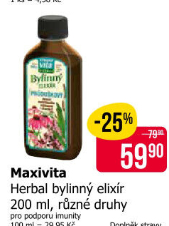 Doplněk stravy Bylinný elixír Herbal MaxiVita
