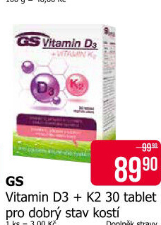 Doplněk stravy Vitamín K2+D3 GS