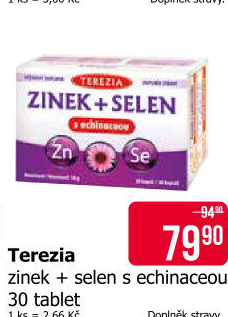 Doplněk stravy Zinek + Selen s echinaceou Terezia