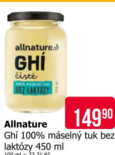 Přepuštěné máslo Ghí Allnature