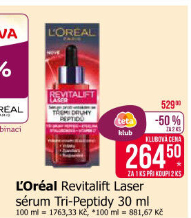Sérum pleťové proti vráskám Revitalift Laser se třemi druhy peptidů L'