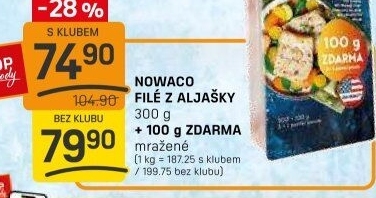 Filé z Aljašky mražené Nowaco