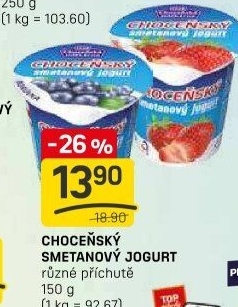 Jogurt smetanový ochucený Choceňský