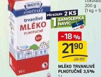 Mléko trvanlivé Jihočeské Madeta - 3,5% plnotučné