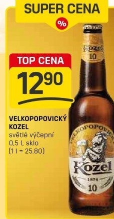 Pivo světlé výčepní 10°Velkopopovický Kozel