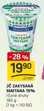 Smetana zakysaná Jihočeská Madeta 15%