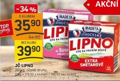 Tavený sýr Jihočeské Lipno Madeta