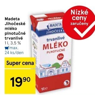 Mléko trvanlivé Jihočeské Madeta - 3,5% plnotučné
