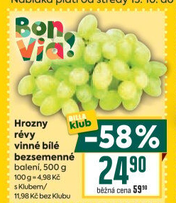 Hrozny bílé bezsemenné Billa Bonvia