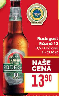 Pivo světlé výčepní Rázná 10° Radegast