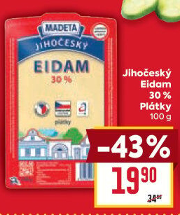 Sýr Eidam Jihočeský 30% Madeta