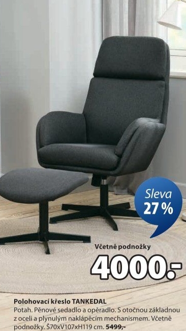 Křeslo s podnožkou Tankedal