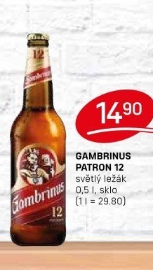 Pivo světlý ležák 12° Patron Gambrinus