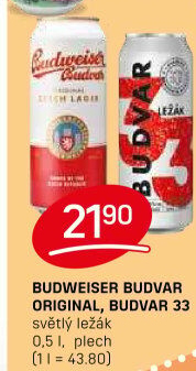 Pivo světlý ležák Original Budweiser Budvar