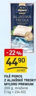 Aljašská treska filé bez kosti mražené Premium Mylord