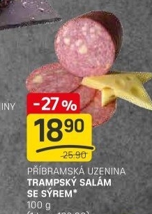 Salám trampský se sýrem Příbramská uzenina