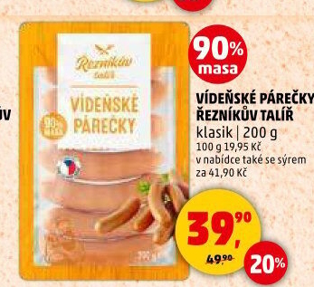 Vídeňské párečky Řezníkův talíř