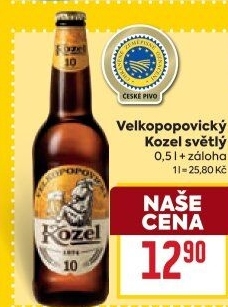 Pivo světlé výčepní 10°Velkopopovický Kozel