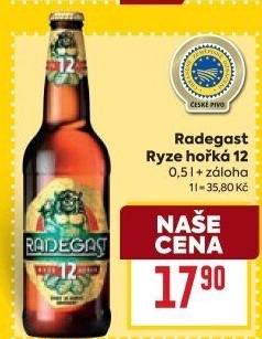 Pivo světlý ležák 12° Ryze hořká Radegast