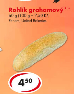 Grahamový rohlík Penam