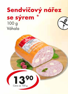 Nářez sendvičový se sýrem Váhala
