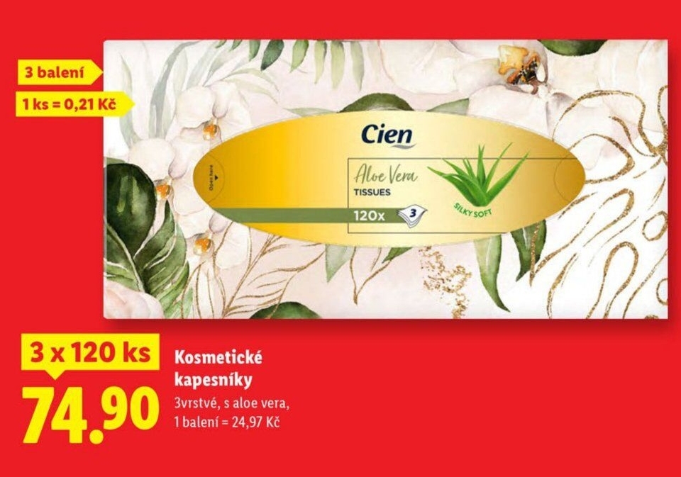 Papírové kapesníčky 3vrstvé Cien - box
