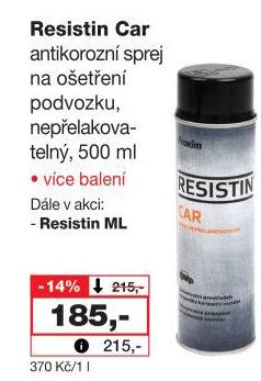 Antikorozní sprej na ošetření podvozku Resistin Car Proxim