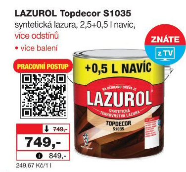 Lazura na dřevo Topdecor Lazurol