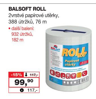 Papírové utěrky 2vrstvé Roll BALsoft