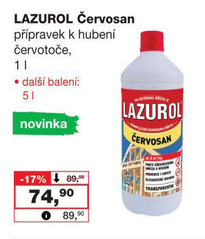 Přípravek k hubení červotoče Červosan Lazurol