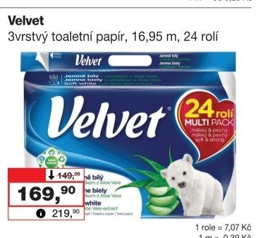 Toaletní papír 3vrstvý Velvet