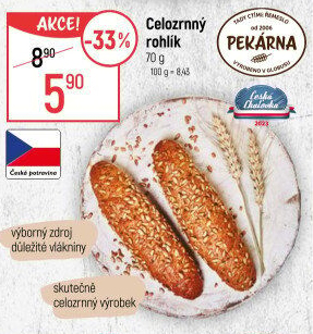 Celozrnný rohlík