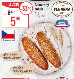 Celozrnný rohlík