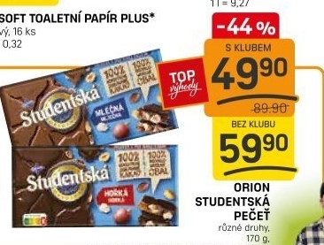 Čokoláda Studentská pečeť Orion