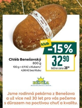 Chléb Benešovský Benea Benešovská pekárna a cukrárna