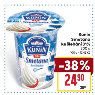 Smetana ke šlehání Mlékárna Kunín 31%