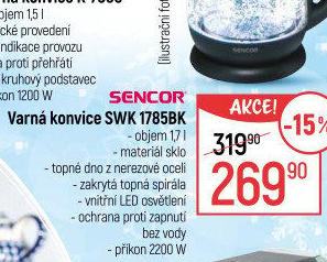 Rychlovarná konvice Sencor SWK 1785BK