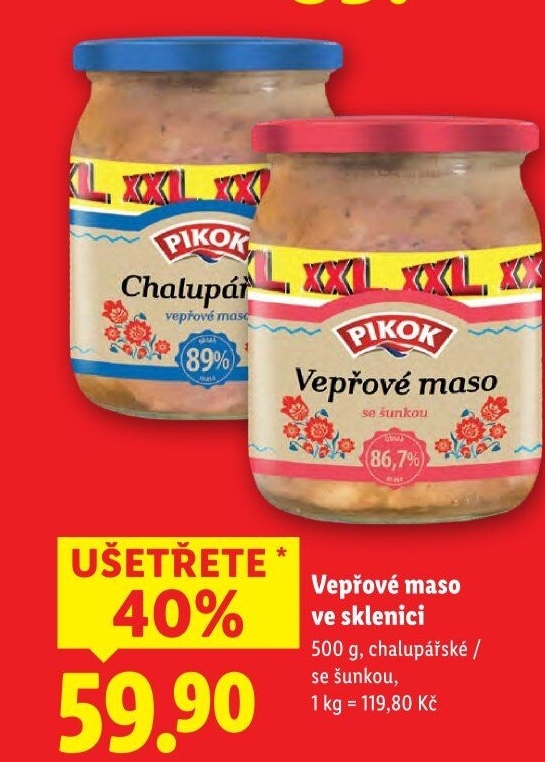 Vepřové maso se šunkou ve sklenici Pikok