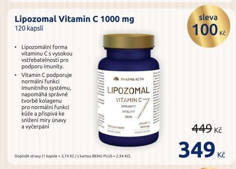Doplněk stravy Lipozomal Vitamín C Phrama Activ