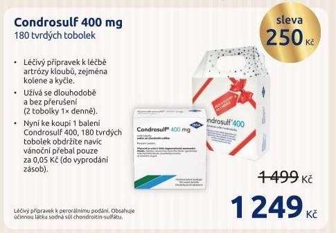 Tablety k léčbě artrózy Condrosulf 400 IBSA