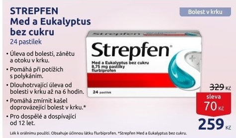 Pastilky proti bolesti v krku Strepfen