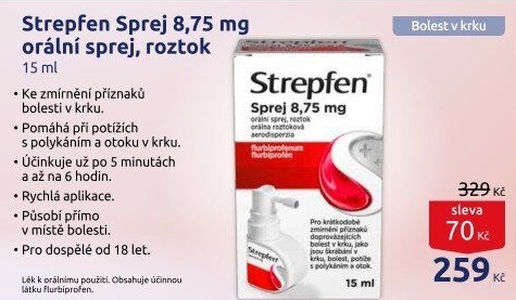 Sprej proti bolesti v krku Strepfen