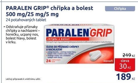 Tablety chřipka a bolest Grip Paralen