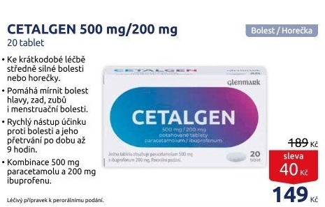 Tablety proti bolesti Cetalgen
