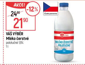 Mléko čerstvé Váš Výběr- 1,5% polotučné
